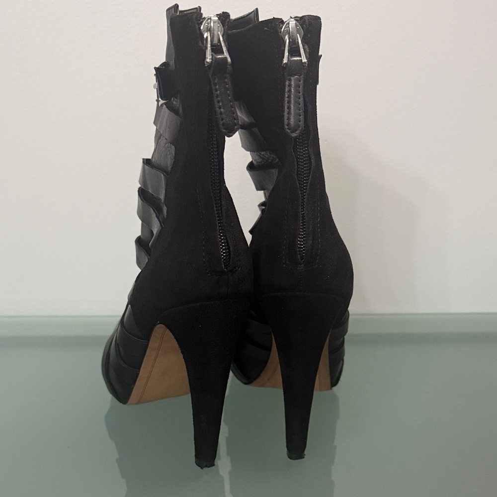 Sam Edelman Black Strappy Heeled Boots - Picture 3 of 5